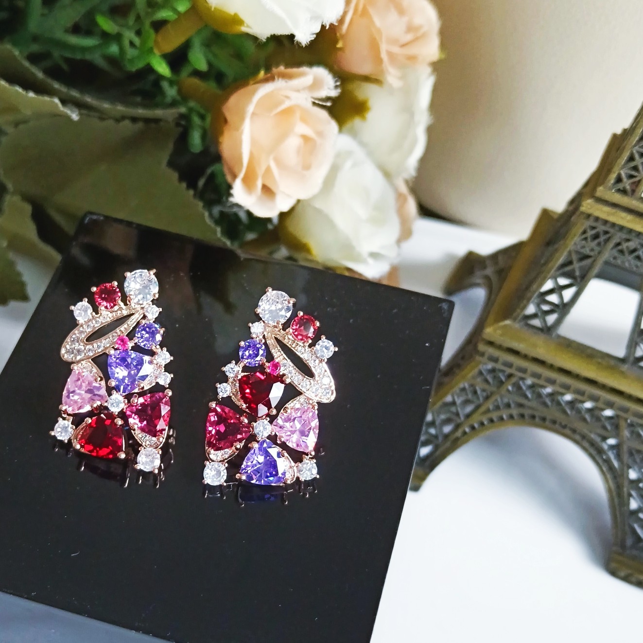 p75 Tong Liya’s same style colorful treasure earrings Bvlgari Bulgari diva series high-end customization fire