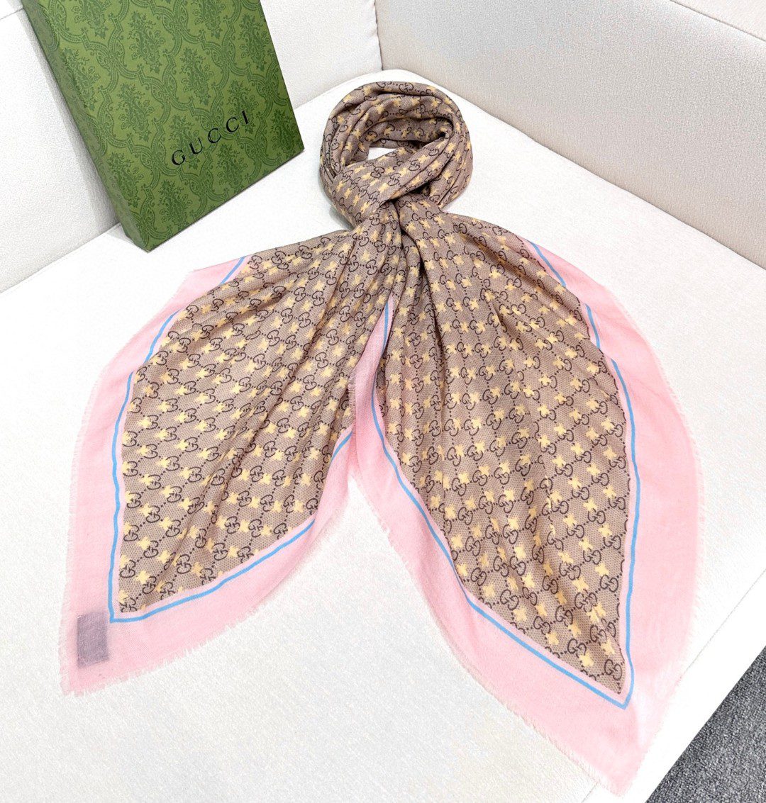 Scarf🧣Top Version🧣 0 [GG Horsebit Cashmere Square Scarf] Cashmere Square