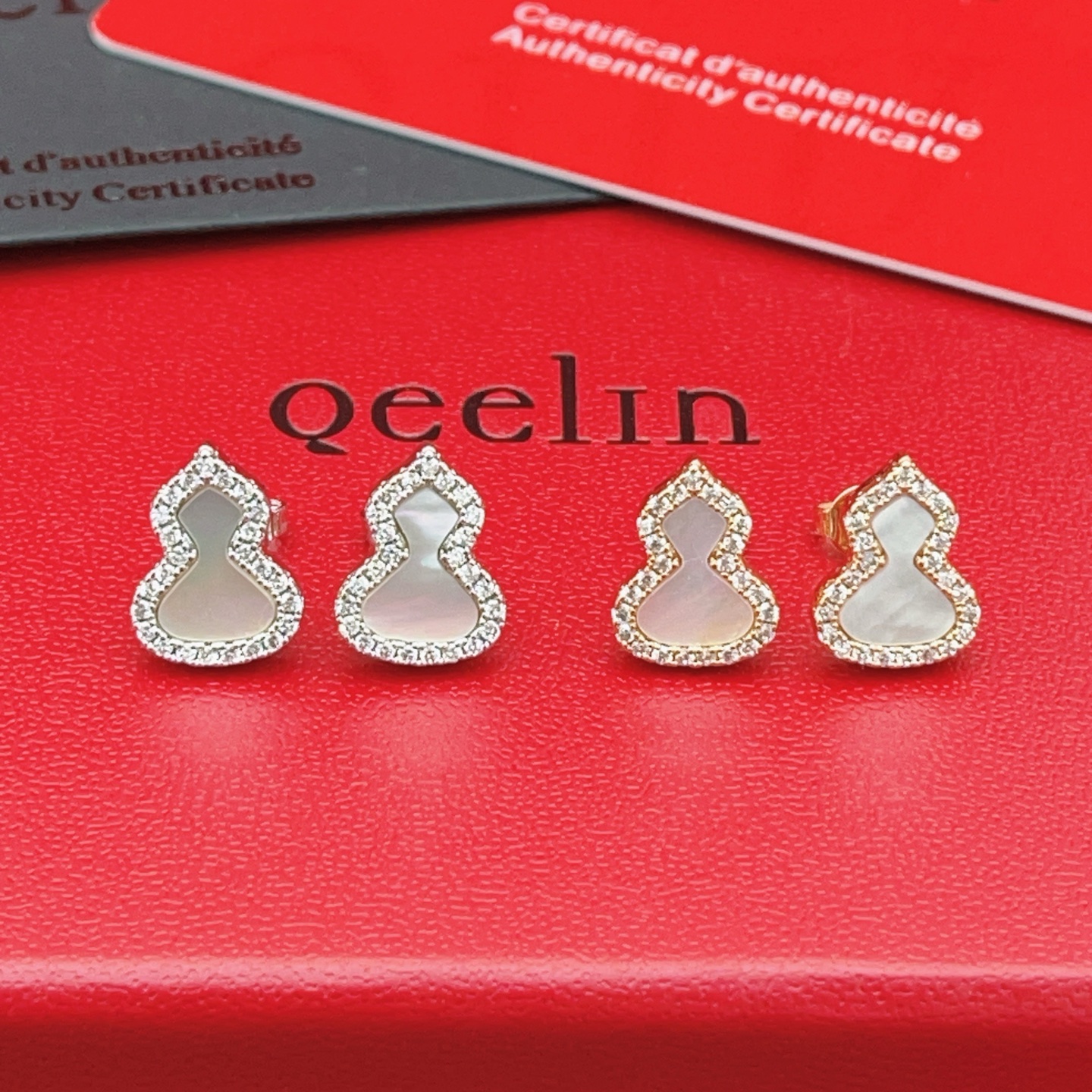 p505 [white gourd silver earrings] QE006 [white gourd rose gold earrings] consistent