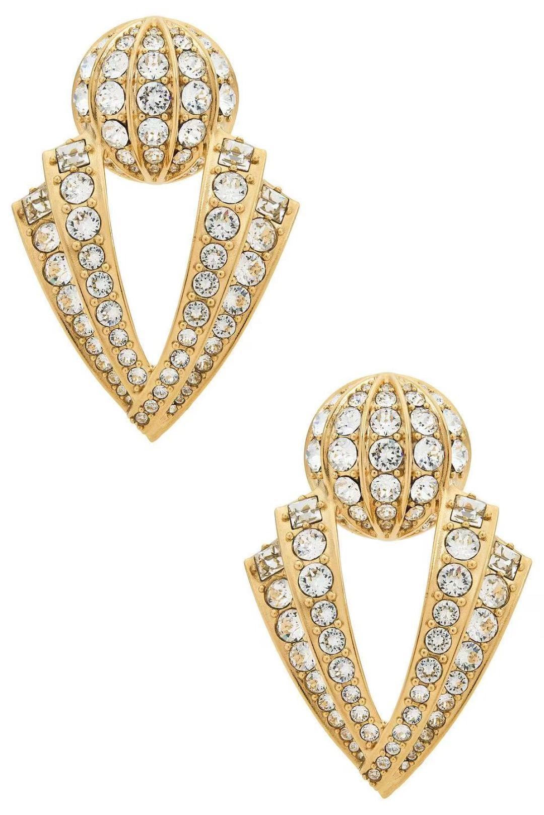 p65 Valentino Valentino round ball V-shaped full diamond new earrings heavy new product hot