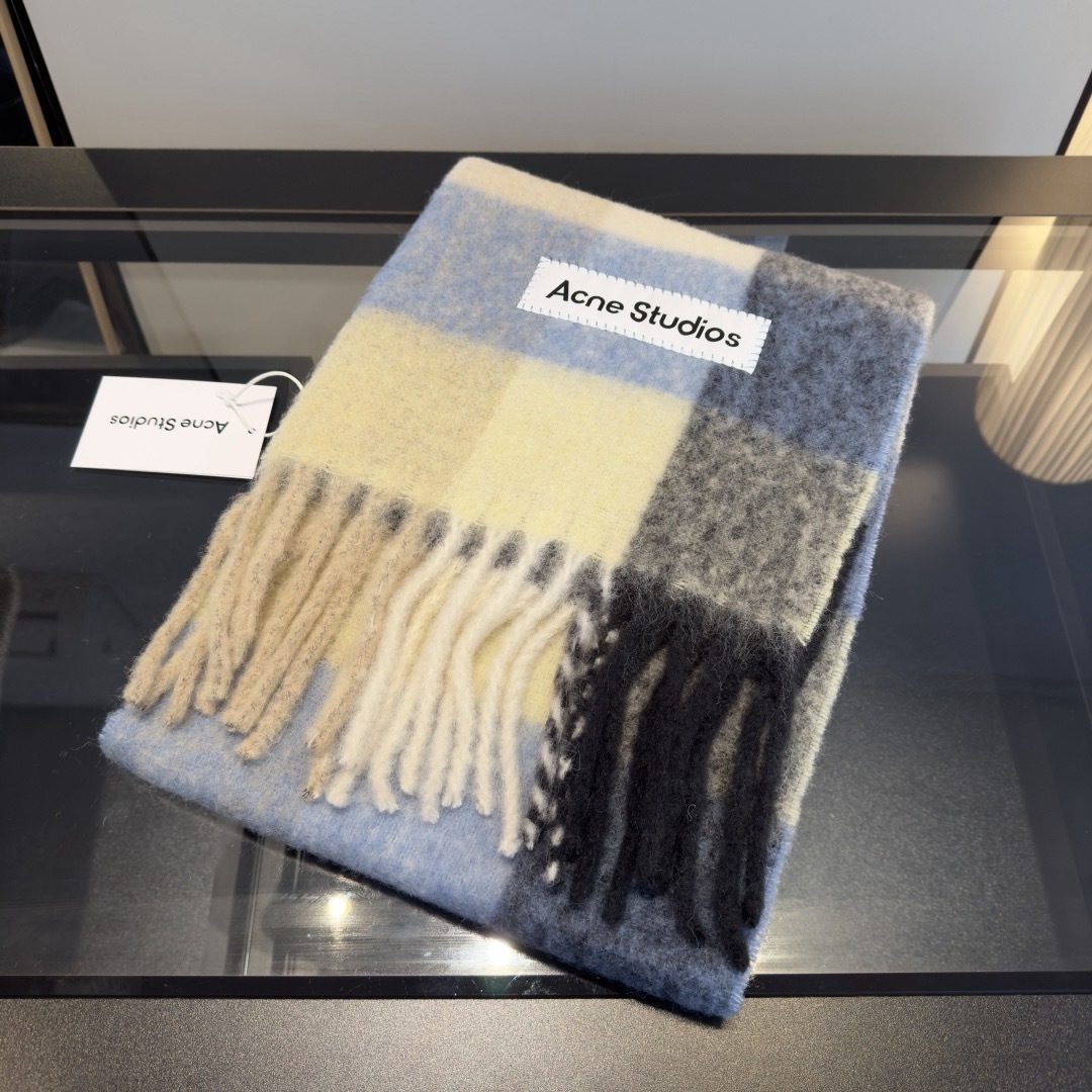 Scarf🧣Top cashmere version🧣 Original factory original order, ACNE new alpaca mohair rainbow scarf