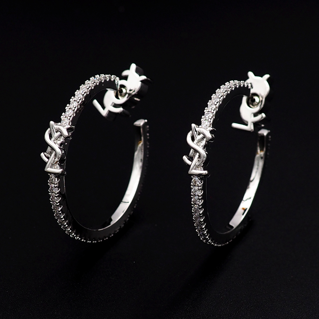 p50 YSL Saint Laurent large hoop diamond earrings