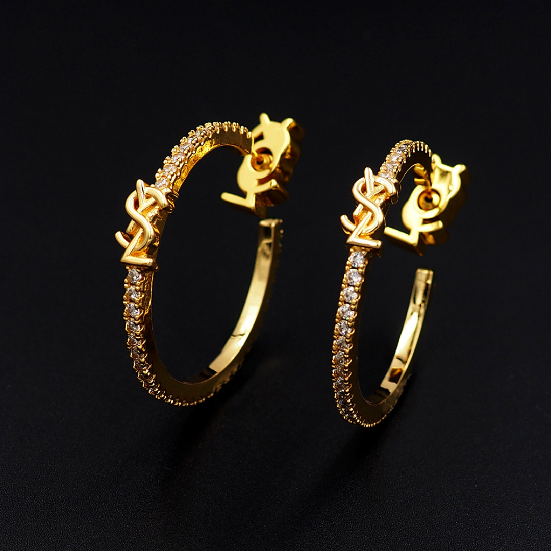 p50 YSL Saint Laurent large hoop diamond earrings