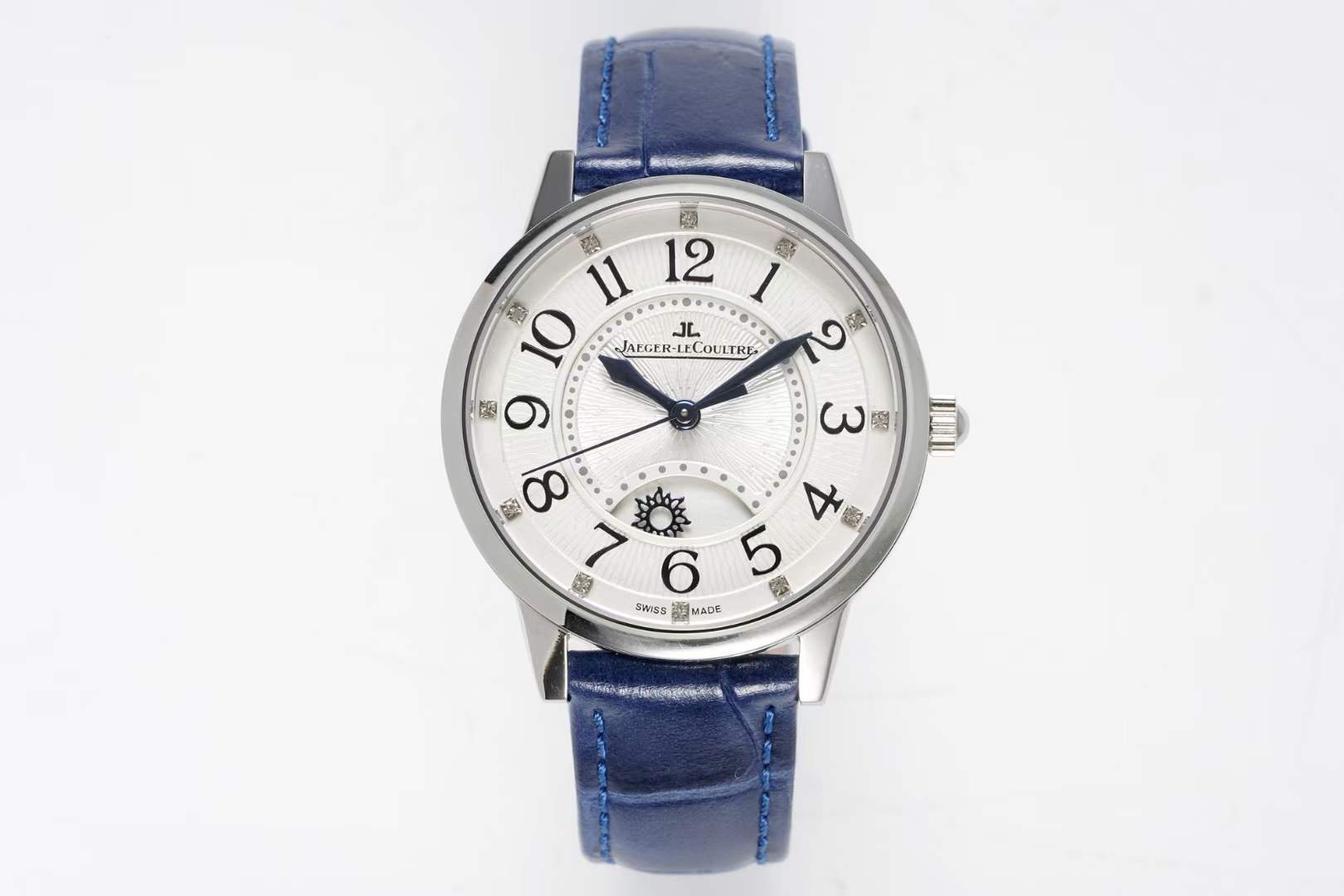 BF Boutique Jaeger-LeCoultre Date Series with imported Italian cowhide strap and top-grade burnt steel orchid hands.
