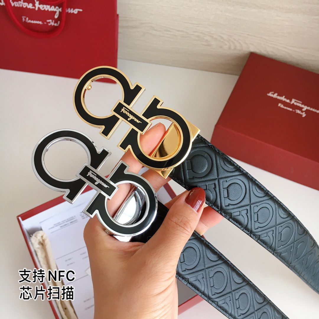 Belt The new Ferragamo belt supports NFC, chip scanning! Original steel buckle