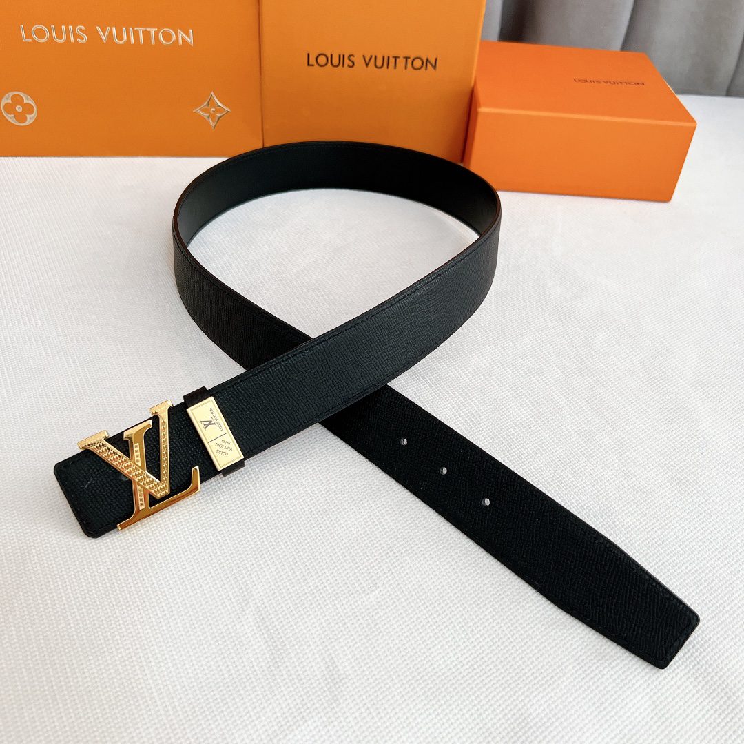 Belt LV Initiales 40 mm new English double-layer steel buckle counter belt printed on both sides