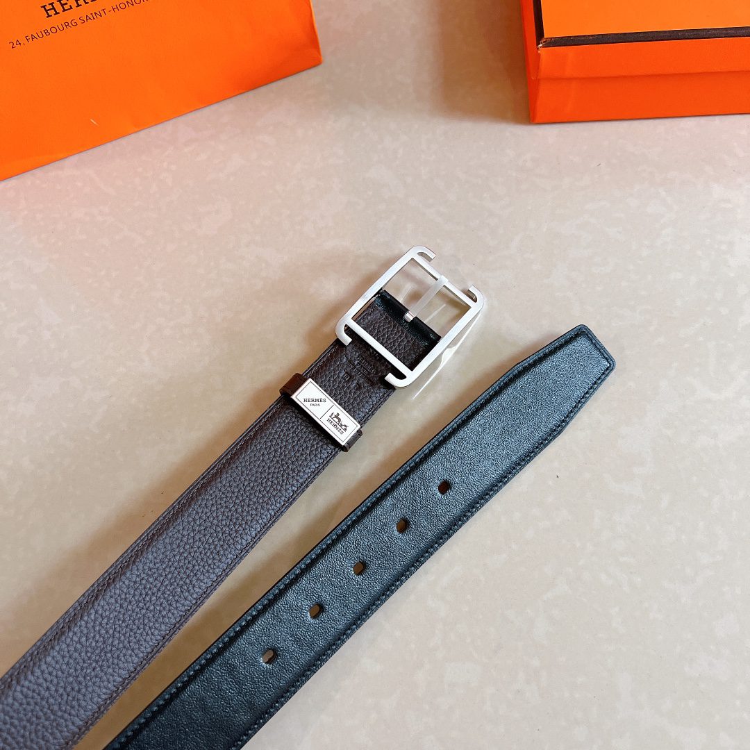 Belt Hermès pin buckle belt, original quality, double-sided leather with pebbled pattern + imported cowhide