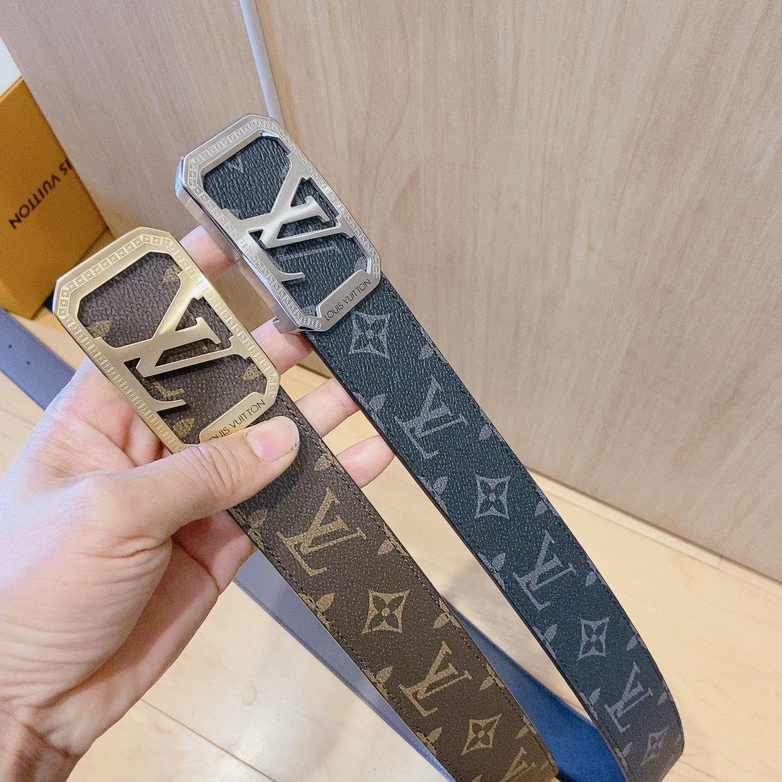 Belt Belt LV Initiales 40mm new hollow steel buckle counter belt with double-sided style