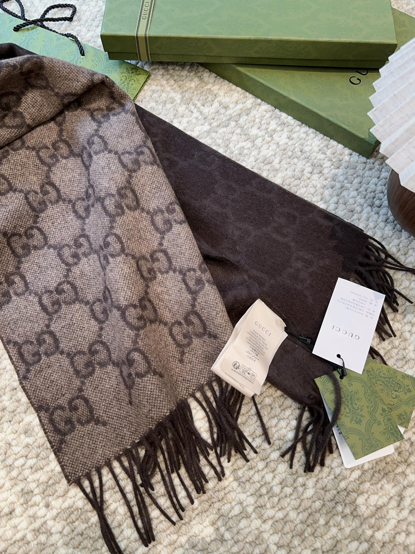Scarf🧣Top cashmere version🧣 P GUCCI (Gucci) perfect gradient! Purchasing agent level!