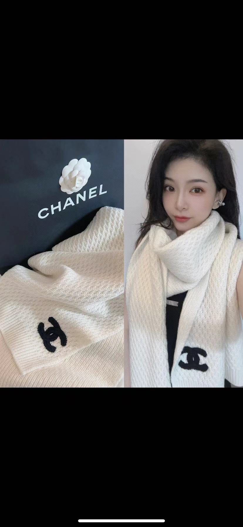 Scarf🧣Top version🧣 p0CHANEL cashmere long scarf, top original, authentic, unique and beautiful, small