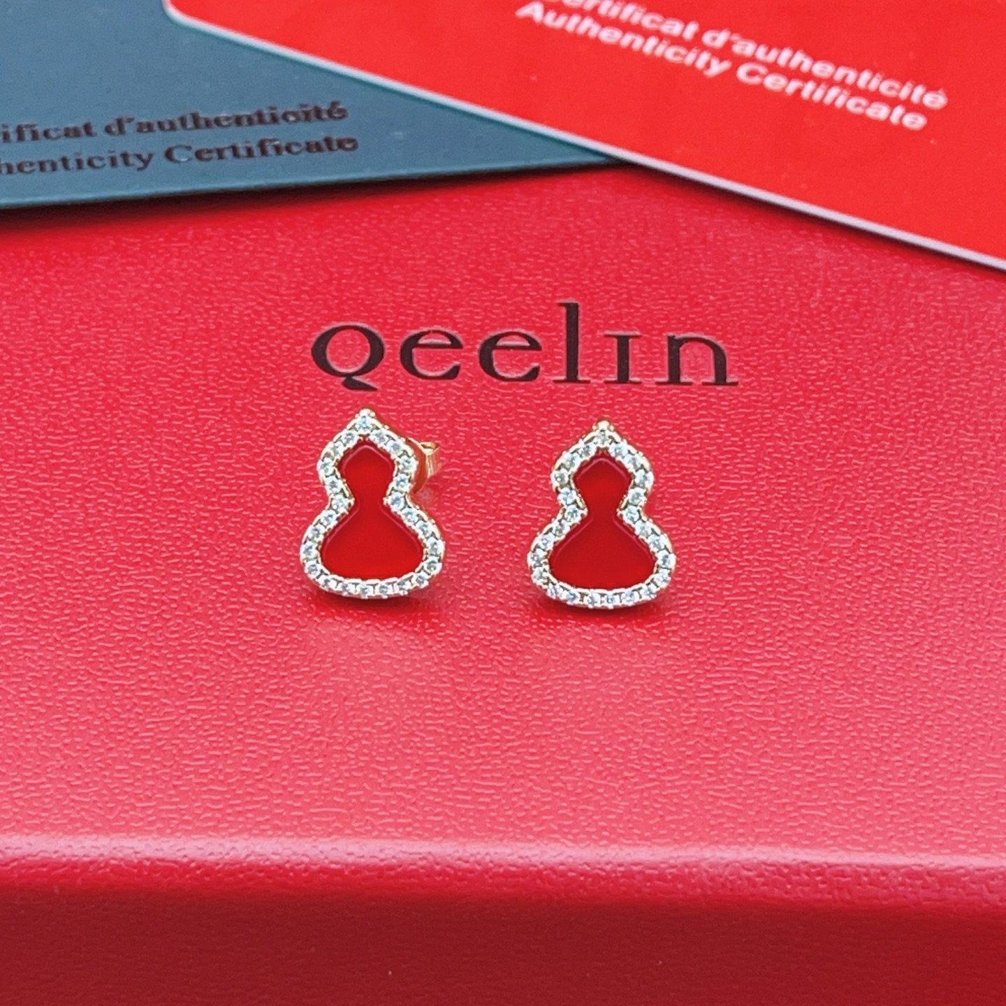 p504 [Qeelin Kirin red gourd rose gold earrings] consistent Zp brass material