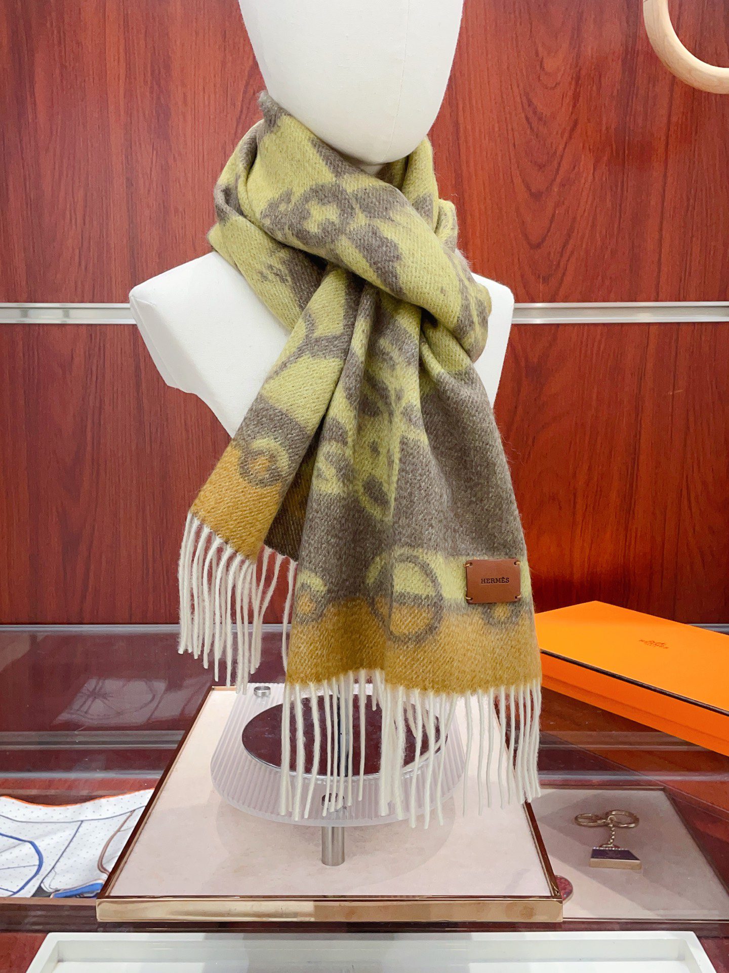 Scarf🧣Top version🧣 p [Full cashmere style] H family’s new style [genuine leather LOGO] cashmere long scarf
