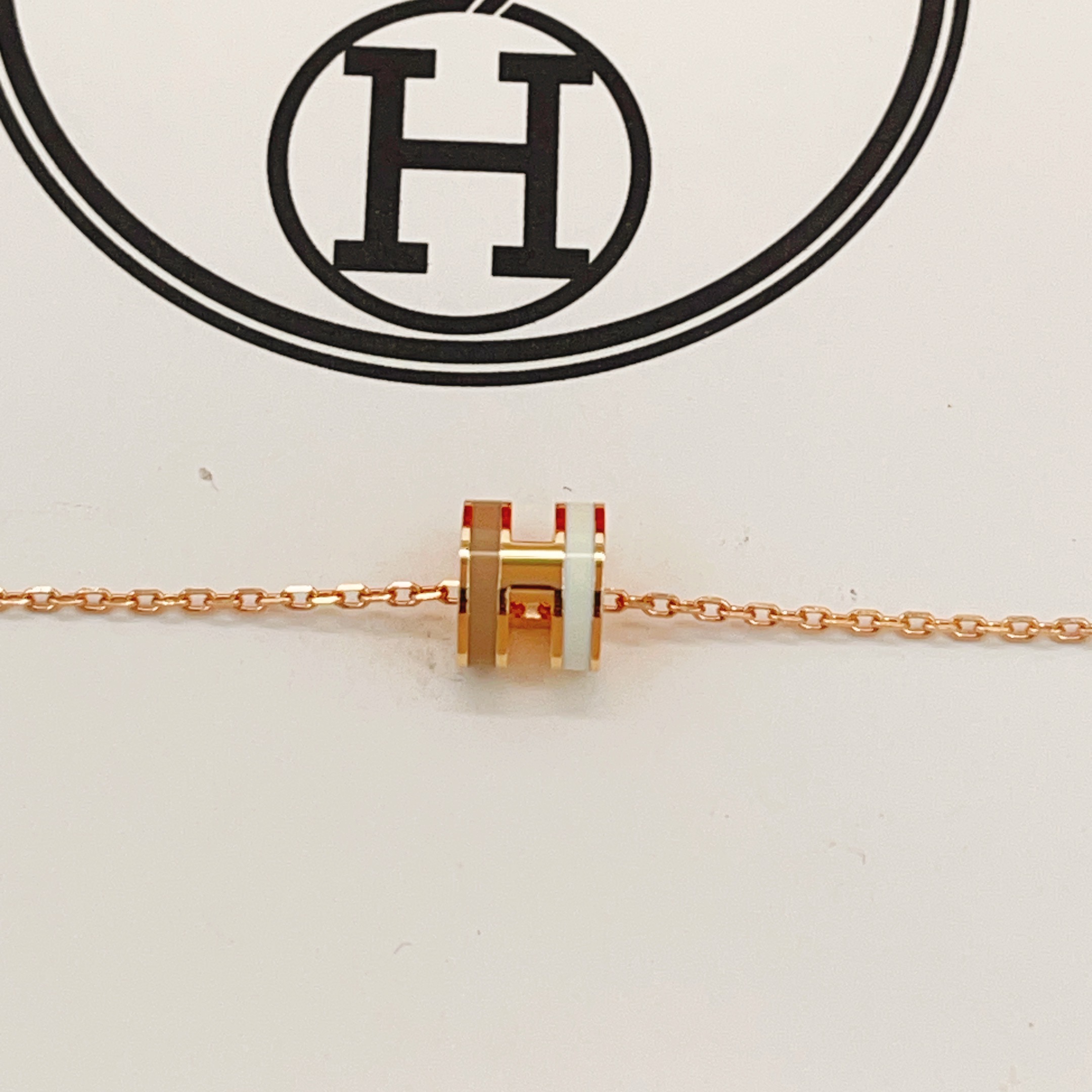 70HX [He@mes latest rose gold tea and white mini necklace] consistent Z brass